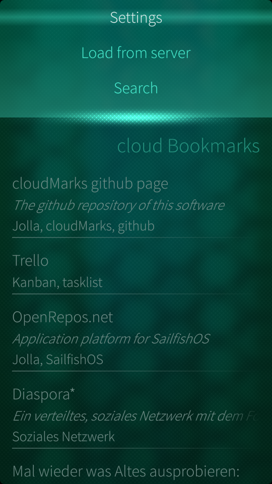 Screenshot of harbour-cloudmarks